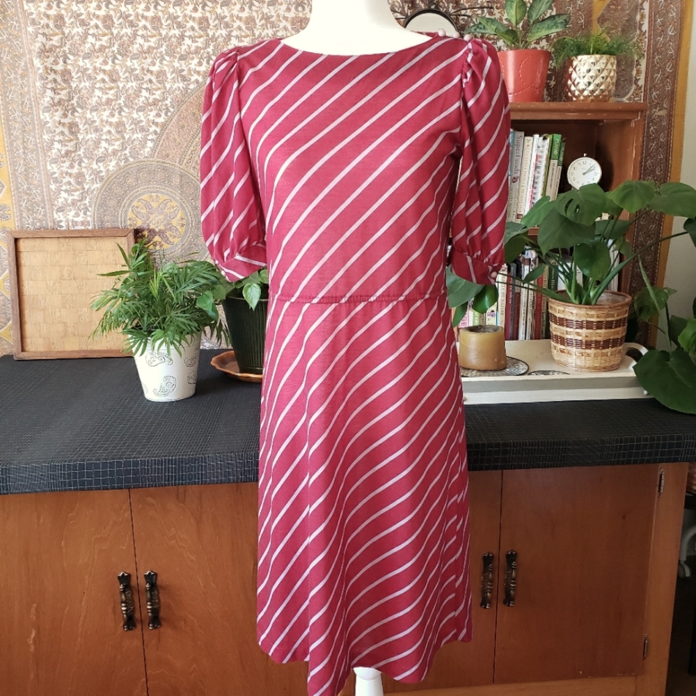Vintage '80s red & gray striped dress